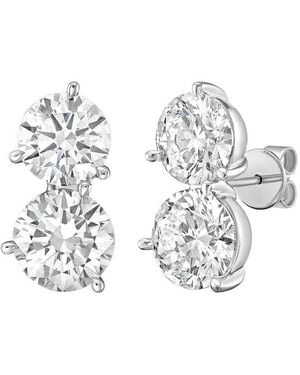 Diana M. Jewels 14K 5.00 Ct. Tw. Lab-Grown Diamond Two-Stone Earrings - Metallic