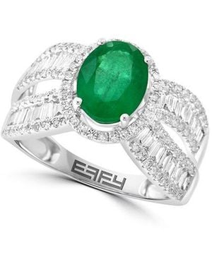 Effy Fine Jewelry 14K 2.42 Ct. Tw. Diamond & Emerald Ring - Green