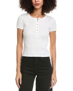 Bella Dahl Cap Sleeve Cashmere-Blend Henley - White
