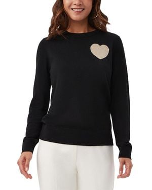 Trina Turk Heart Crewneck Wool Sweater - Black