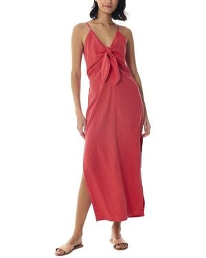 Young Fabulous & Broke Zyoa Tie-Front Linen-Blend Midi Dress - Red