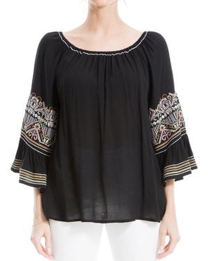 Max Studio Embroidered Top - Black