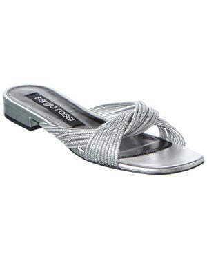 Sergio Rossi Akida Leather Sandal - Metallic