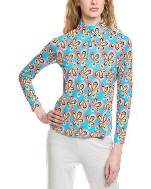 IBKUL Long Sleeve Mock Neck Top - Blue