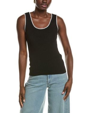 Tahari Sleeveless Scoop Neck Rib Top - Black