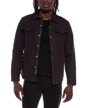 John Varvatos Jameson Herringbone Snap Jacket - Blue