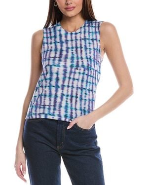 St. John Printed Fine Gauge Knit Shell - Blue