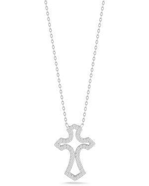 Glaze Jewelry Cz Open Cross Necklace - White