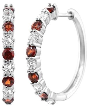 Lab Grown Gemstones 0.60 Ct. Tw. Lab-Grown Garnet Hoop Earrings - White