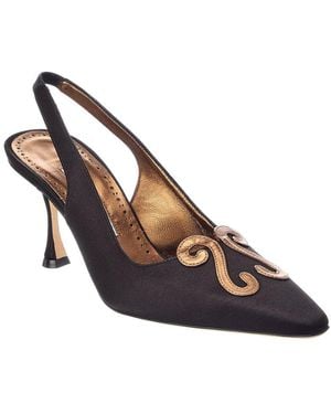 Manolo Blahnik Durbar 90 Satin Slingback Pump - Blue