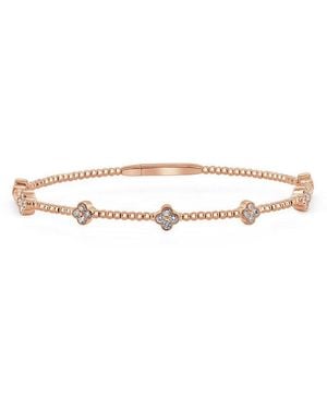 Sabrina Designs 14k Rose Gold 0.45 Ct. Tw. Diamond Clover Flex Bangle Bracelet - White