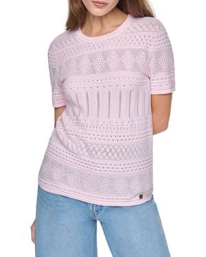 Halston Short Sleeve Textured Jumper - Multicolour