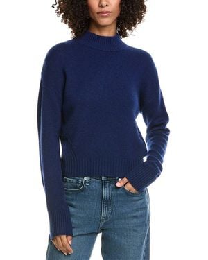 InCashmere Crop Mock Wool & Cashmere-Blend Jumper - Blue