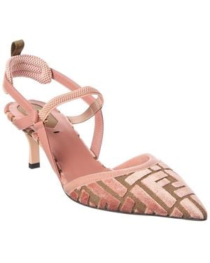 Fendi Colibri Lite Ff Jacquard Velvet Slingback Pump - Pink