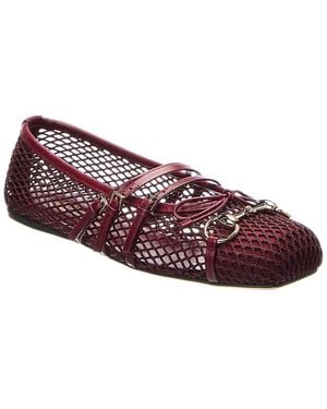 Gucci Horsebit Mesh & Leather Ballet Flat - Red