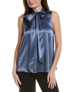 Lafayette 148 New York Scarf Collar Blouse - Blue