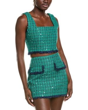 Endless Rose Cropped Tweed Wool-Blend Tank - Green