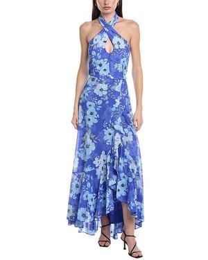 Maison Tara Printed Chiffon Crepe Maxi Dress - Blue