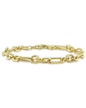 Italian Silver Figaro Rolo Bracelet - Metallic