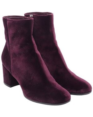 Gianvito Rossi Velvet Margaux Block-heel Bootie (authentic Pre-loved) - Purple
