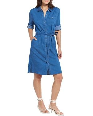 Lyssé Delphine Roll Tab Shirt Dress - Blue