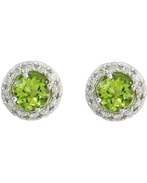 Gemstones 14k Diamond .14 Ct. & .89 Ct. Peridot Studs - Green
