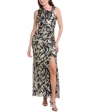 Adrianna Papell Foil Cowlneck Gown in Green | Lyst