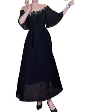 BRC By BURRYCO Off Shoulder Solid Maxi Dress - Blue