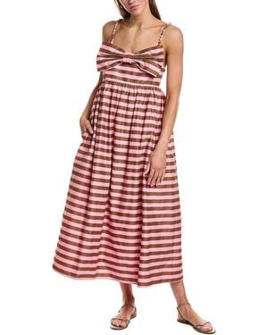 English Factory Striped Midi Dress - Red