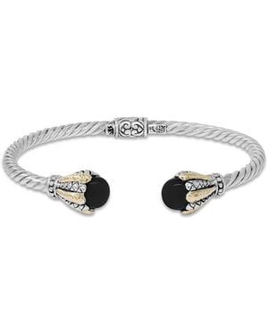 Samuel B. 18k & Silver 4.68 Ct. Tw. Onyx Twisted Cable Bangle Bracelet - Multicolour