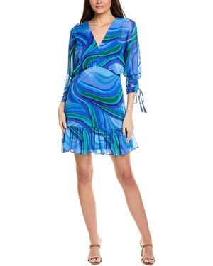 Taylor Dolman Sleeve Chiffon Mini Dress - Blue