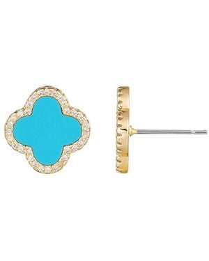 Adornia 14K Plated Cz Halo Clover Stud Earrings - Blue