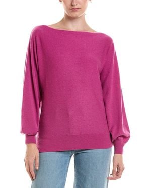 Forte Off The Shoulder Dolman Sleeve 100% Cashmere Sweater - Pink