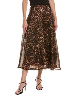 Anne Klein Printed Organza Midi Skirt - Brown