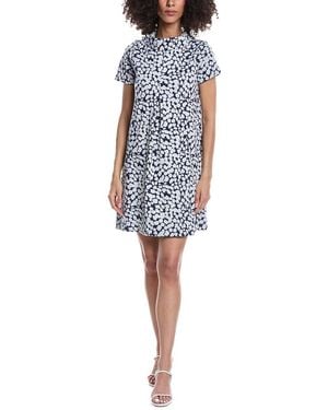 tyler boe Kristen Inverted Pleat Jacquard Mini Dress - Blue