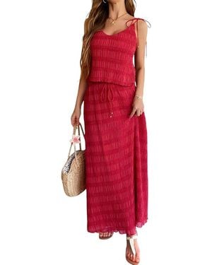 Adelin May 2Pc Top & Skirt Set - Red