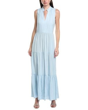 Vince Camuto V-Neck Sleeveless Tiered Maxi Dress - Blue