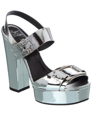 Roger Vivier Leather Platform Sandal - Metallic