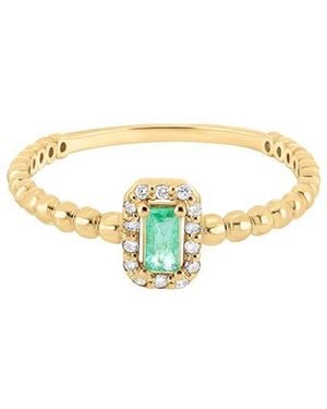 Bony Levy El Mar 18K 0.23 Ct. Tw. Diamond & 1 Emerald Stackable Ring - Metallic