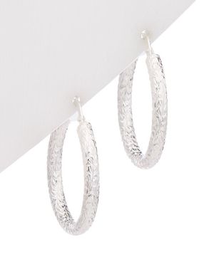 Argento Vivo Silver Fan Hoops - White