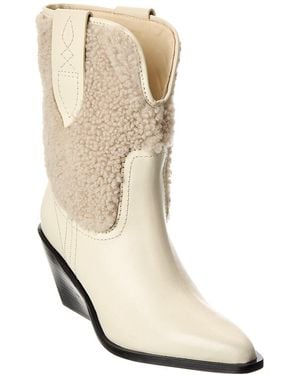 Free People Pitchfork Point Leather & Shearling Boot - Natural