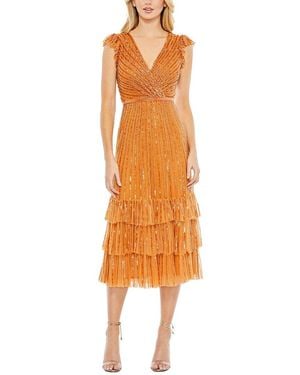 Mac Duggal Sequined Wrap Over Dress - Orange