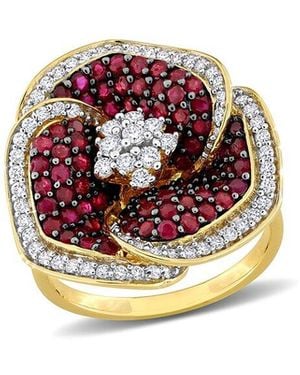 Rina Limor 14k 2.25 Ct. Tw. Diamond & Ruby Floral Ring - Multicolour