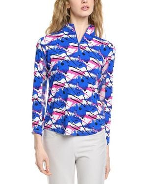 IBKUL Long Sleeve Mock Neck Top - Blue