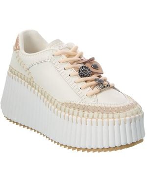 Chloé Nama Leather Platform Sneaker - White