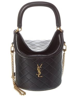 Saint Laurent Gaby Leather Bucket Bag - Black