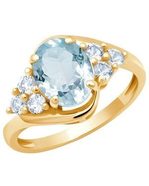 MaxColor 10K 1.40 Ct. Tw. Aquamarine Halo Ring - Blue