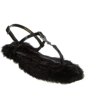 Saint Laurent Cassandra Leather Sandal - Black