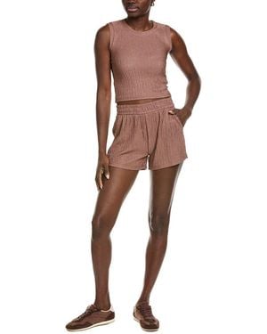 Marion 2pc Crinkle Crop Top & Short Set - Brown