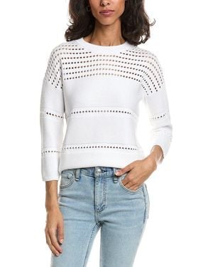 Forte Textured Wide Stripe Pullover - White